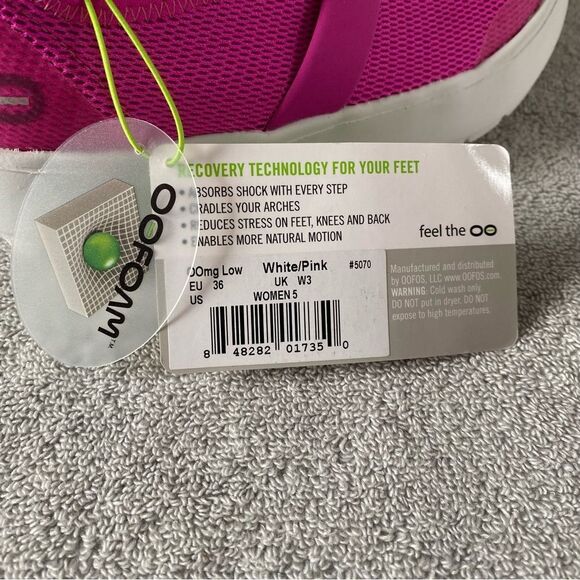 OOFOS Shoes Womens 5 Pink White Oomg Low Slip On Comfort Sneakers - Picture 7 of 8